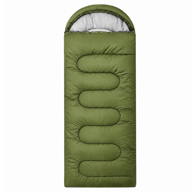 Sac de dormit verde 210 x 70 cm,captusit, gluga, fermoar lateral, husa transport inclusa [9]