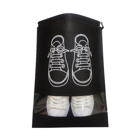 Accesorii incaltaminte - Sac pentru depozitare incaltaminte, material textil, protectie anti-praf, reutilizabil, compatibil masina de spalat, 27 x 36 cm, negru