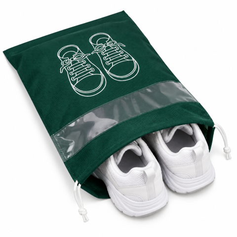 Sac verde 36 x 27 cm pentru depozitare incaltaminte, cu snur si fereastra transparenta [1]