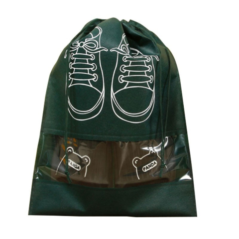 Sac verde 36 x 27 cm pentru depozitare incaltaminte, cu snur si fereastra transparenta [3]