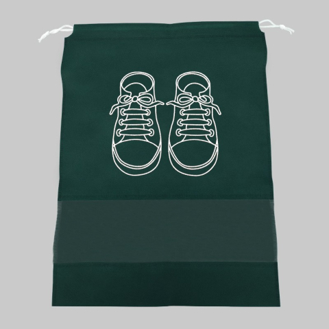 Sac verde 36 x 27 cm pentru depozitare incaltaminte, cu snur si fereastra transparenta [4]