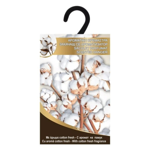 Odorizante - Saculet cu parfum Cotton Fresh - Bumbac, 24 x 12.5 cm, odorizant pentru garderoba, dulap, sertare, valize si autoturism