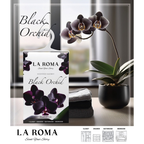 Saculet parfumat Black Orchid (Orhidee Neagra), 1 bucata, aroma florala intensa si seducatoare, ideal pentru dulap, sertar, bagaj sau masina [1]