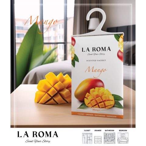 Saculet parfumat pentru dulap si sifonier, Mango, 26 g – aroma tropicala intensa, ideal pentru haine, sertare, masina sau bagaje [2]