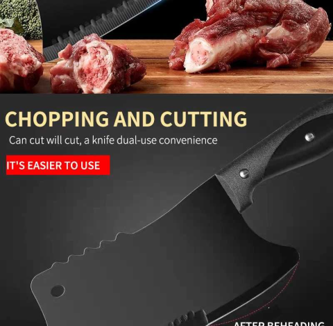 Satar bucatarie tip japonez lama lata din otel inoxidabil, maner ergonomic antialunecare, pentru carne peste legume, 29 cm, negru [9]