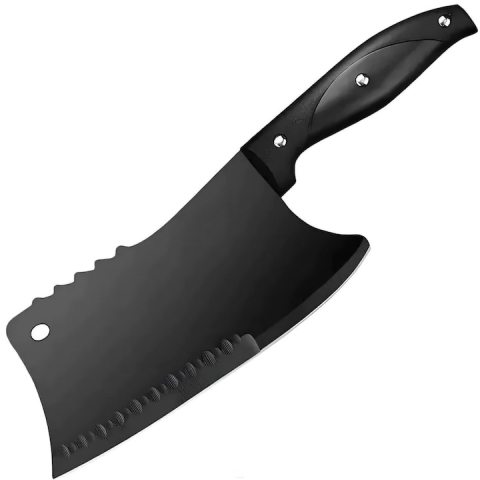 CASA & GRADINA - Satar bucatarie tip japonez lama lata din otel inoxidabil, maner ergonomic antialunecare, pentru carne peste legume, 29 cm, negru