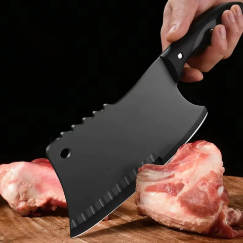 Satar bucatarie tip japonez lama lata din otel inoxidabil, maner ergonomic antialunecare, pentru carne peste legume, 29 cm, negru [8]