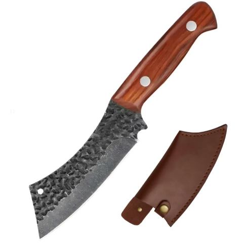 Cutite si tacamuri - Satar de bucatarie, otel inoxidabil, maner ergonomic, 22 cm, husa, maro