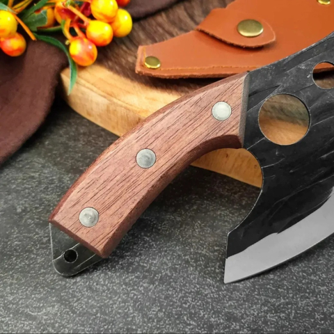 Satar de bucatarie, tip japonez, 19 cm, otel inoxidabil, maner lemn, husa inclusa [4]