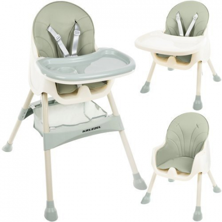 Crestere copil - Scaun de masa Kruzzel multifunctional 3in1,greutate maxima 20 kg,varsta +6 luni - Verde