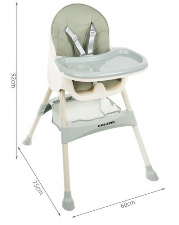 Scaun de masa Kruzzel multifunctional 3in1,greutate maxima 20 kg,varsta +6 luni - Verde [11]