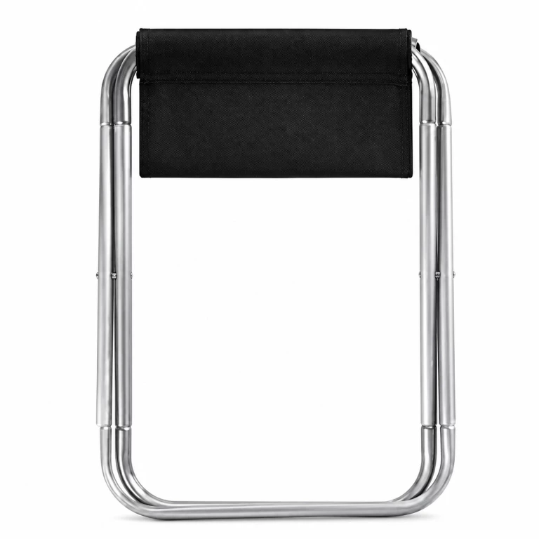 Scaun pliabil negru, 25 x 20 x 25 cm, cadru din otel argintiu, sezut textil, compact si portabil pentru camping, pescuit, drumetii si gradina [5]