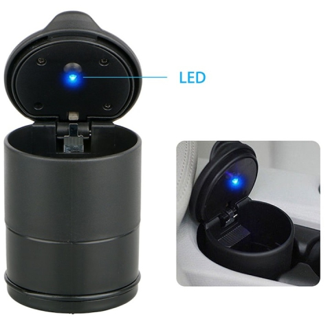 Scrumiera auto universala cu LED, 7 x 9 cm, neagra – design elegant, iluminare automata si functionalitate moderna pentru orice masina [9]