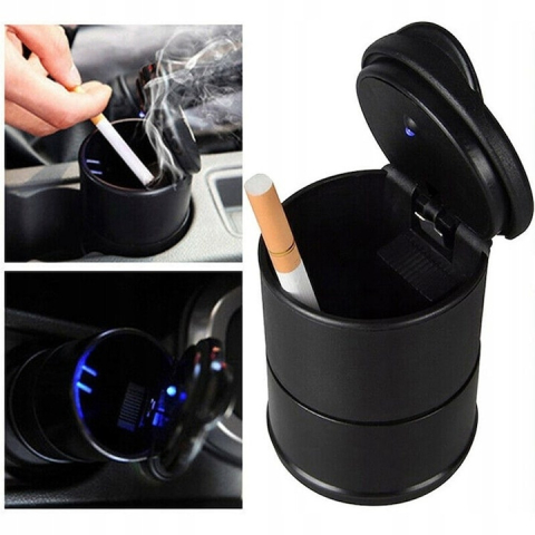 Scrumiera auto universala cu LED, 7 x 9 cm, neagra – design elegant, iluminare automata si functionalitate moderna pentru orice masina [7]