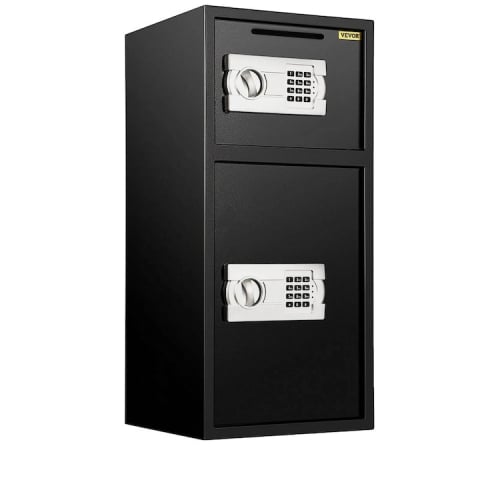 CASA & GRADINA - Seif digital, 2 usi, otel, 2 moduri de deblocare, 35 x 35 x 75 cm, negru