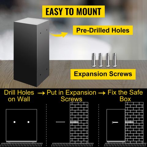 Seif digital, 2 usi, otel, 2 moduri de deblocare, 35 x 35 x 75 cm, negru [4]