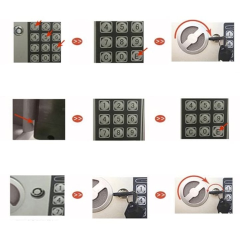 Seif metalic antiefractie cu inchidere digitala si cheie de siguranta, capacitate 10L, otel rezistent, montaj pe perete, negru elegant [8]