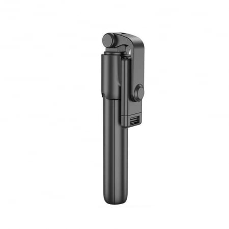 Selfie stickuri - Selfie stick 3 in 1, brat extensibil, trepied, telecomanda bluetooth, rotire 360 grade - Negru