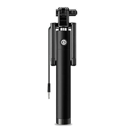 Selfie stickuri - Selfie stick cu cablu jack,ajustabil pana la 71 cm - Negru