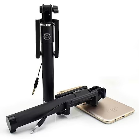 Selfie stick cu cablu jack,ajustabil pana la 71 cm - Negru [4]
