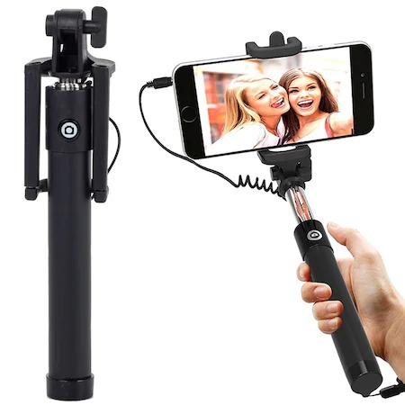 Selfie stick cu cablu jack,ajustabil pana la 71 cm - Negru [1]