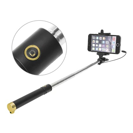 Selfie stick cu cablu jack,ajustabil pana la 71 cm - Negru [3]