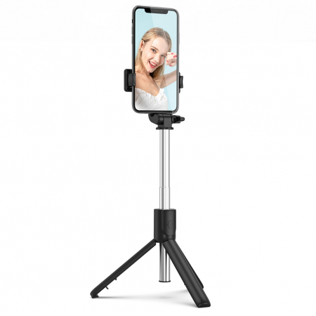 Selfie Stick cu functie trepied cu telecomanda bluetooth dedicata,model MRG MR1 - Negru [1]