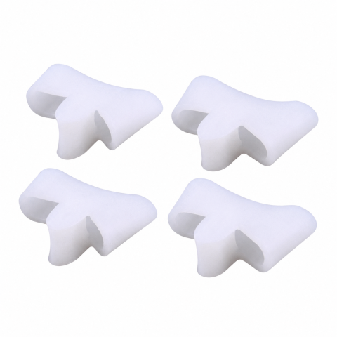 Ustensile îngrijire corp - Separator ortopedic pentru deget mare, set 4 bucati, silicon moale, corector pentru monturi, protectie hallux valgus, alb, marime universala