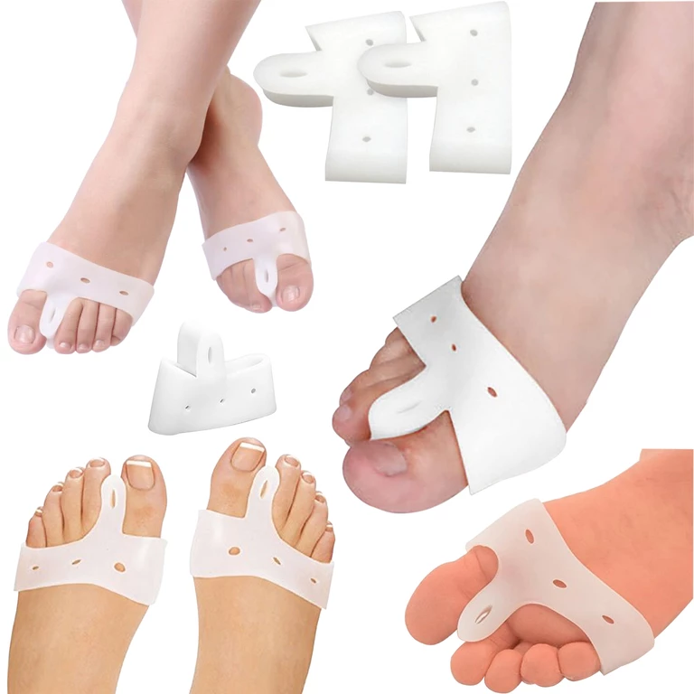 Separator ortopedic pentru deget mare, set 4 bucati, silicon moale, corector pentru monturi, protectie hallux valgus, alb, marime universala [7]