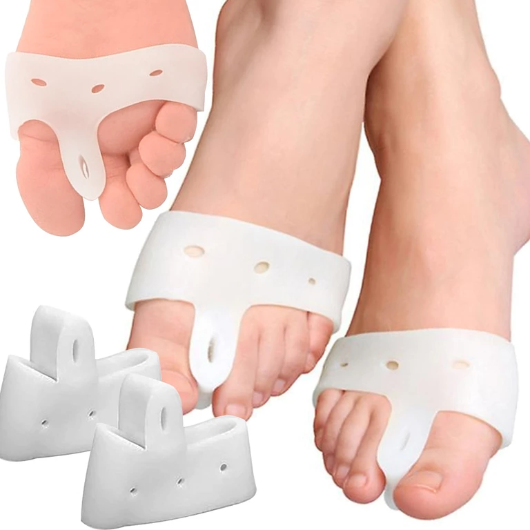Separator ortopedic pentru deget mare, set 4 bucati, silicon moale, corector pentru monturi, protectie hallux valgus, alb, marime universala [8]