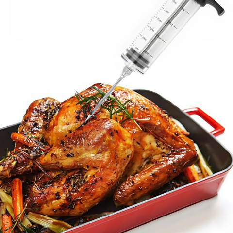 Seringa injectare carne 50 ml pentru marinare, injector marinada cu 3 ace, dozare precisa, inox si plastic [7]