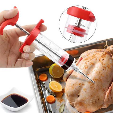 Seringa pentru maturare si marinare carne, 30 ml, cu 3 ace din inox pentru marinate lichide si groase, injectare uniforma, ideala pentru fripturi, mezeluri si preparate de casa [1]
