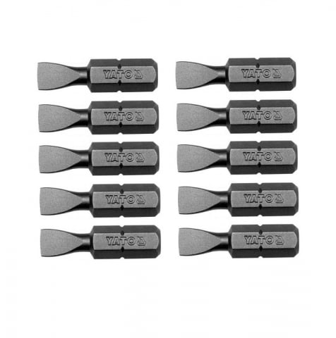 Surubelnite si biti - Set 10 biti profesionali Yato 1/4", 25mm, cap H6MM, HRC 58-62, realizat din otel forjat, cu acoperire anticoroziva
