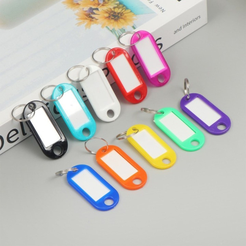 Set 10 brelocuri pentru identificare chei, etichete reinscriptibile, 10 culori diferite, inel metalic, plastic rezistent [1]