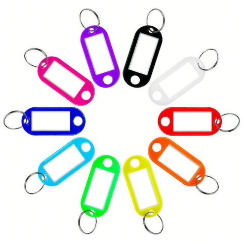 Diverse accesorii papetarie - Set 10 brelocuri pentru identificare chei, etichete reinscriptibile, 10 culori diferite, inel metalic, plastic rezistent