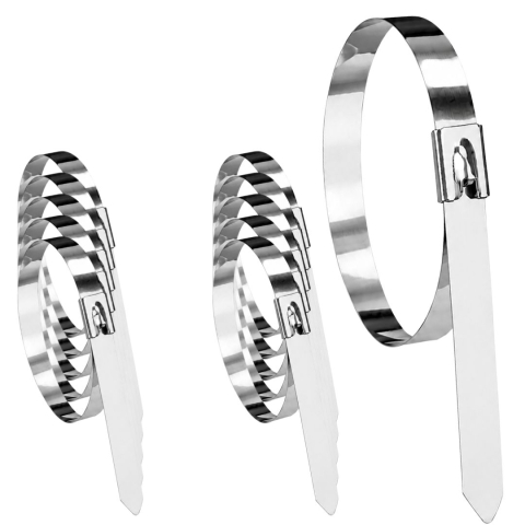 CASA & GRADINA - Set 10 bride metalice inox 350 mm, coliere autoblocante din otel inoxidabil pentru fixarea cablurilor, tevilor si instalatiilor