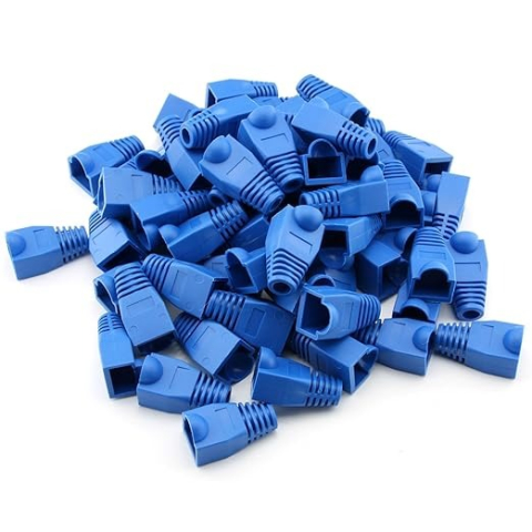 Set 10 bucati manson de protectie pentru mufe internet, RJ 45, albastru [6]