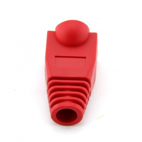 Set 10 bucati manson de protectie pentru mufe internet, RJ 45, rosu [2]