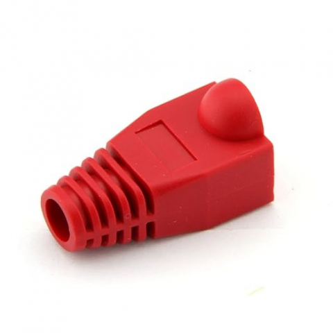 Set 10 bucati manson de protectie pentru mufe internet, RJ 45, rosu [3]