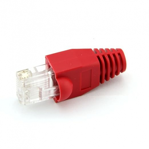 Set 10 bucati manson de protectie pentru mufe internet, RJ 45, rosu [10]