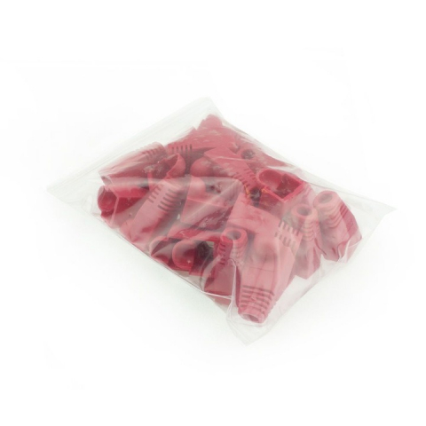 Set 10 bucati manson de protectie pentru mufe internet, RJ 45, rosu [6]