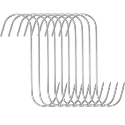 Diverse bucatarie - Set 10 carlige pentru suspendat carnea, tip S, otel inoxidabil, 20 cm
