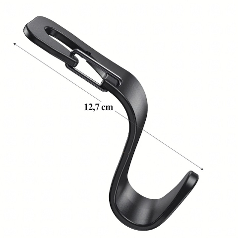 Set 10 carlige pentru tetiera auto, negru, 12.7 x 6.8 cm, suport pentru pungi, genti, haine si accesorii, montaj rapid, rezistenta ridicata [11]