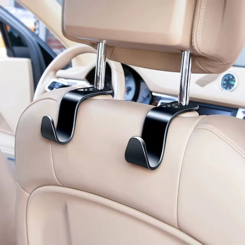 Set 10 carlige pentru tetiera auto, negru, 12.7 x 6.8 cm, suport pentru pungi, genti, haine si accesorii, montaj rapid, rezistenta ridicata [2]