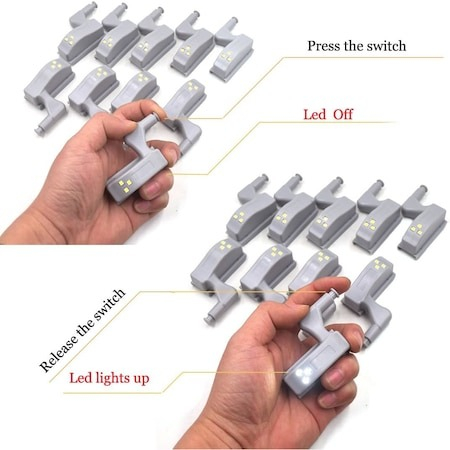 Set 10 Iluminatoare cu 3 leduri si baterie pentru montare la balamale,dulapuri,usi,spatii intunecate [1]