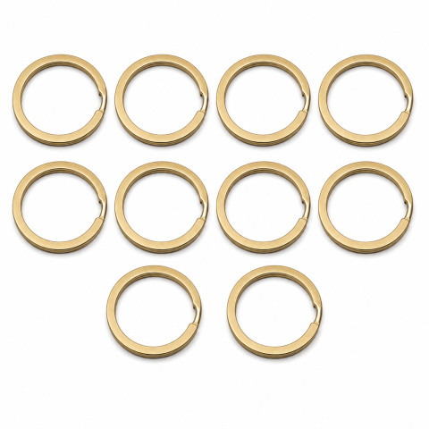 CASA & GRADINA - Set 10 inele breloc, auriu 3.4 cm, grosime 2.5 mm, accesorii metalice rotunde pentru chei, brelocuri personalizate, etichete si proiecte creative