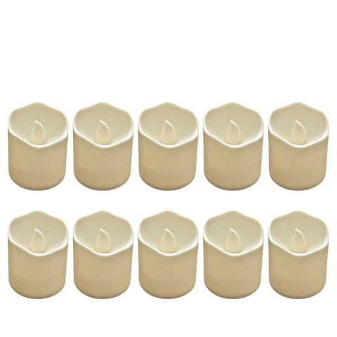 CASA & GRADINA - Set 10 lumanari decorative LED ivoire 3.9 x 3.6 cm, iluminare galbena tip flacara, 20 baterii LR1130 AG10 incluse, pentru decor interior, aniversari si mese festive