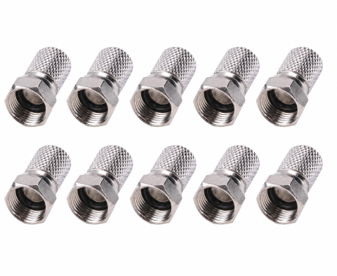 Multimetre - Set 10 mufe F HQ 6.6 mm cu garnitura, conectori F tata pentru cablu coaxial RG6,