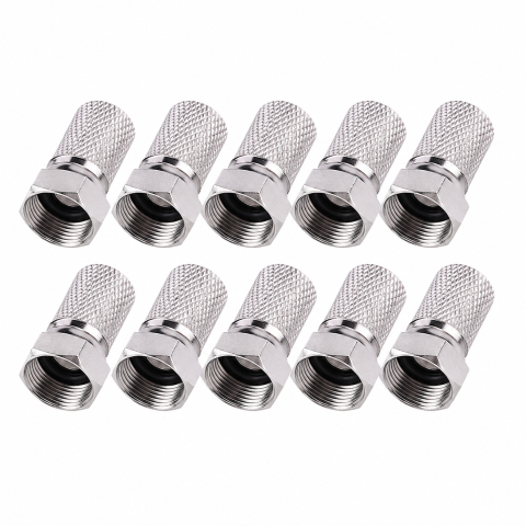 Instrumente LAN - Set 10 mufe F RG6 6.6 mm cu garnitura de etansare, conectori metalici pentru cablu coaxial TV, SAT, CATV si CCTV