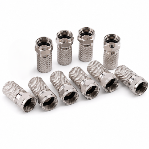 Set 10 mufe F RG6 6.6 mm cu garnitura de etansare, conectori metalici pentru cablu coaxial TV, SAT, CATV si CCTV [1]